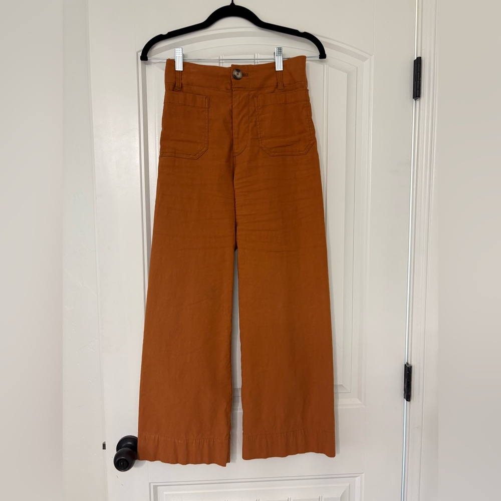 Anthropologie Maeve The Colette burnt orange cropped pants